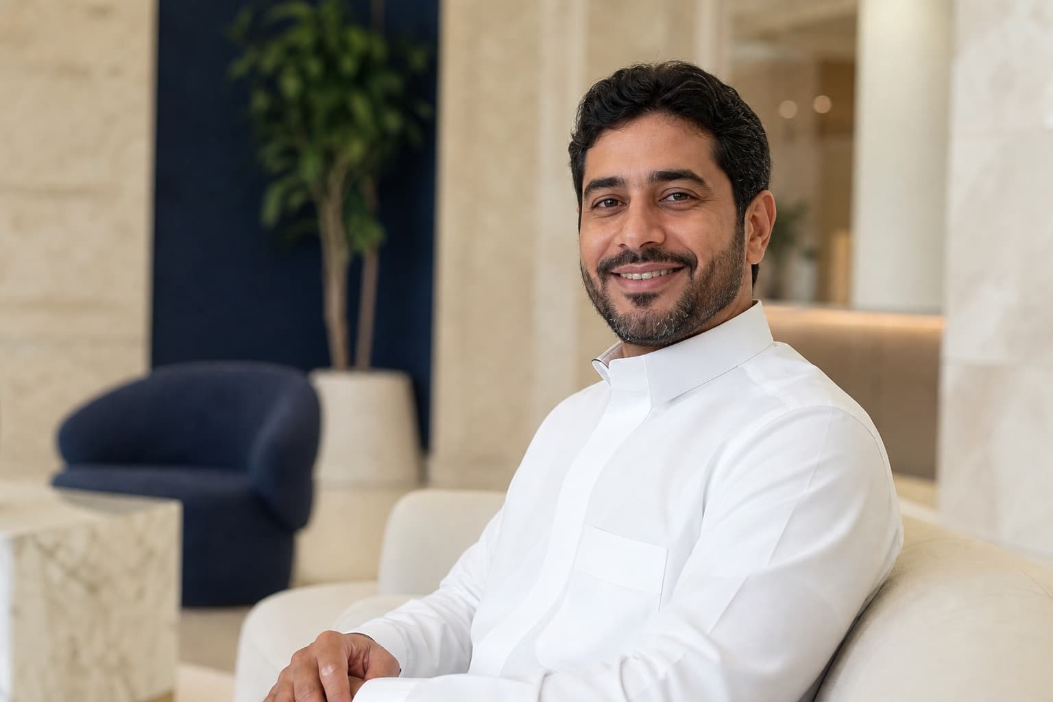 رجل سعودي في أجواء عيادة تقويم حديثة
